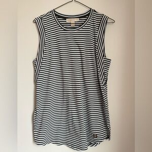 MICHAEL Michael Kors Black and White Striped Sleeveless Tank